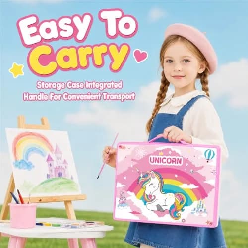 homicozy Unicorn Art Case Drawing Kit for Kids 243 PCS | Includes Easel, Crayons, Pencils, Markers, Coloring Book, Stickers thumbnail 4