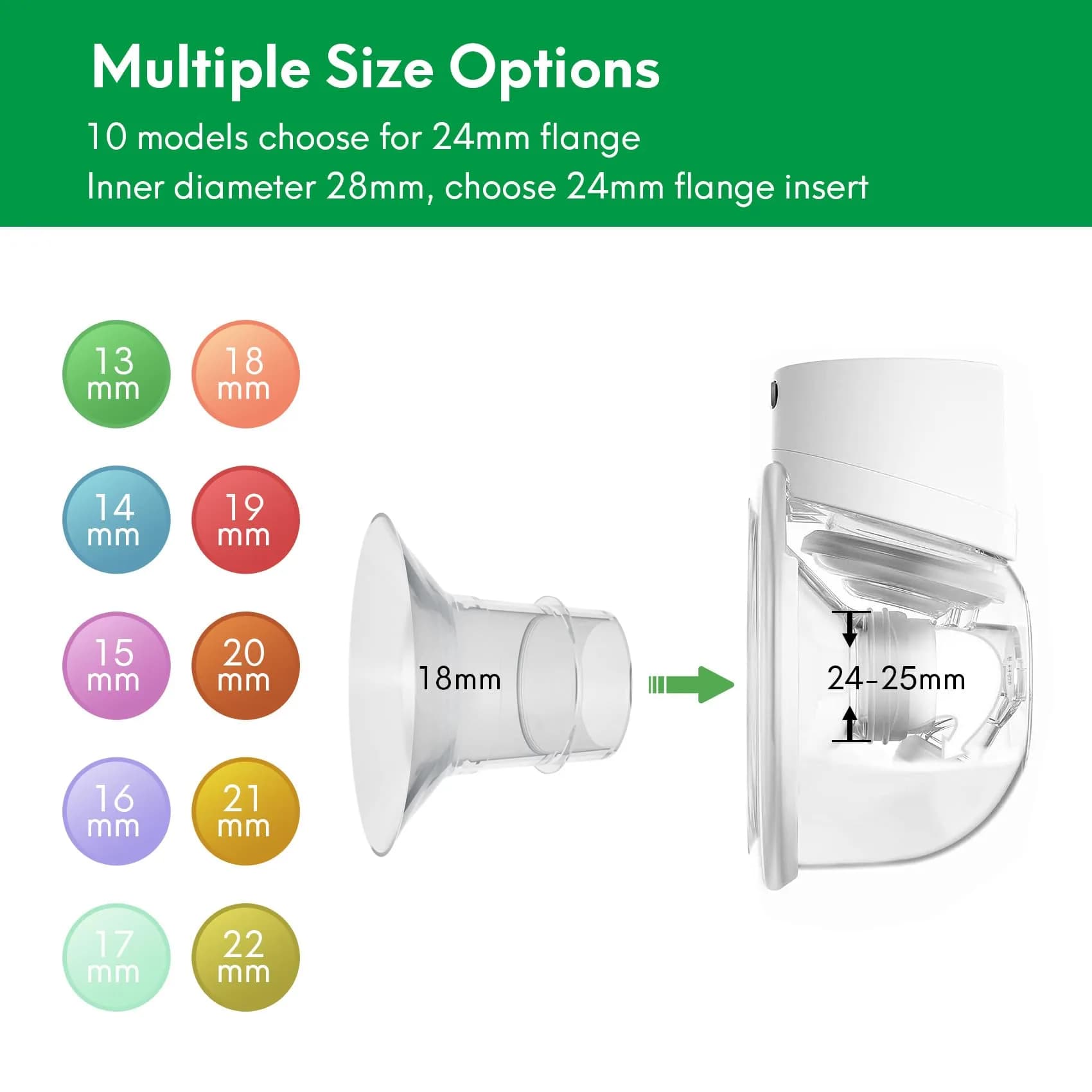LOZAEVE 18mm Flange Inserts for Breast Pumps, 8 Count | USA Imported Breast Pump Accessories - view 2