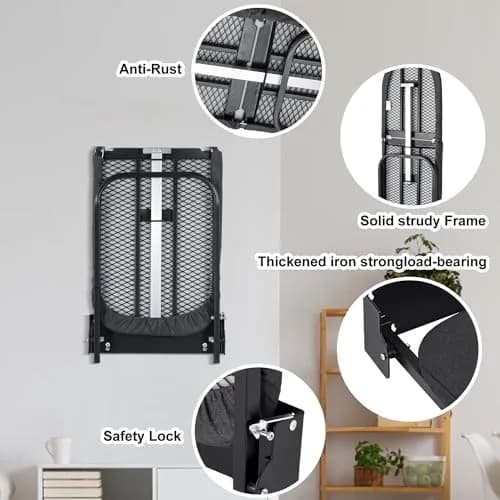 Duwee Wall Mounted Ironing Board with Heat Resistant Cover & Felt Padding 93cm (36") x 32cm (12") | Space-Saving Foldable Design thumbnail 5