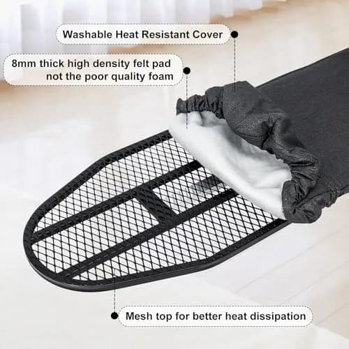 Duwee Wall Mounted Ironing Board with Heat Resistant Cover & Felt Padding 93cm (36") x 32cm (12") | Space-Saving Foldable Design thumbnail 3