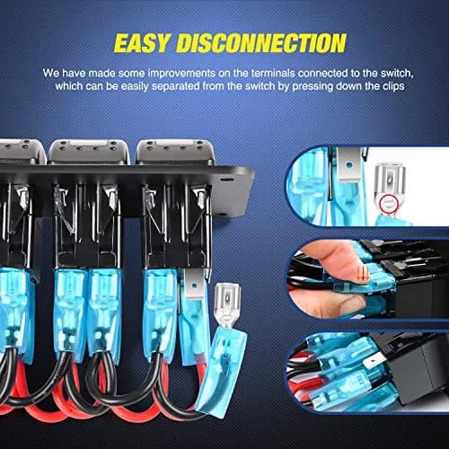Nilight 2-Gang Rocker Switch Panel Wiring Harness Kit 16AWG 360W | Controls 4 Lights for 12V Vehicles thumbnail 7