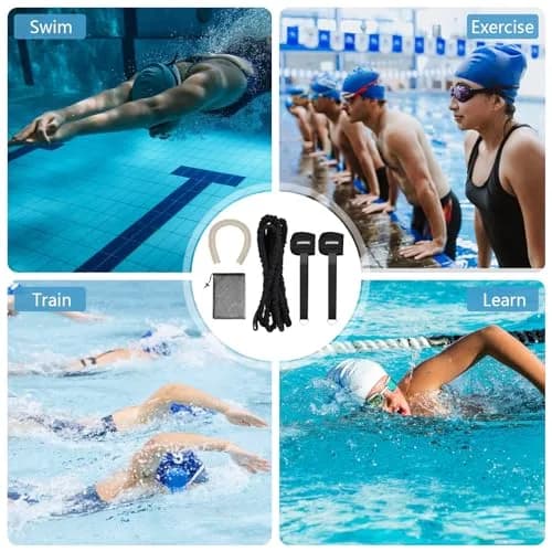 Hikeen Swim Ankle Straps 4M Swimming Tether with Metal Buckle & Bumper Strips | Stationary Training Leash for Adults thumbnail 7
