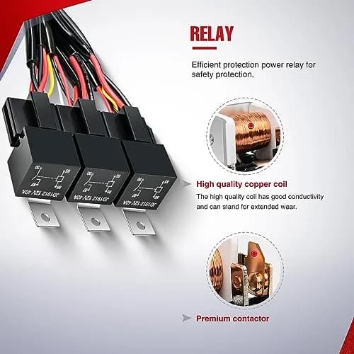 Nilight 12V 3-Gang Rocker Switch Panel Wiring Harness Kit 2.98m (9.8ft) | Heavy-Duty 16AWG Wire with Relay & Fuse thumbnail 4