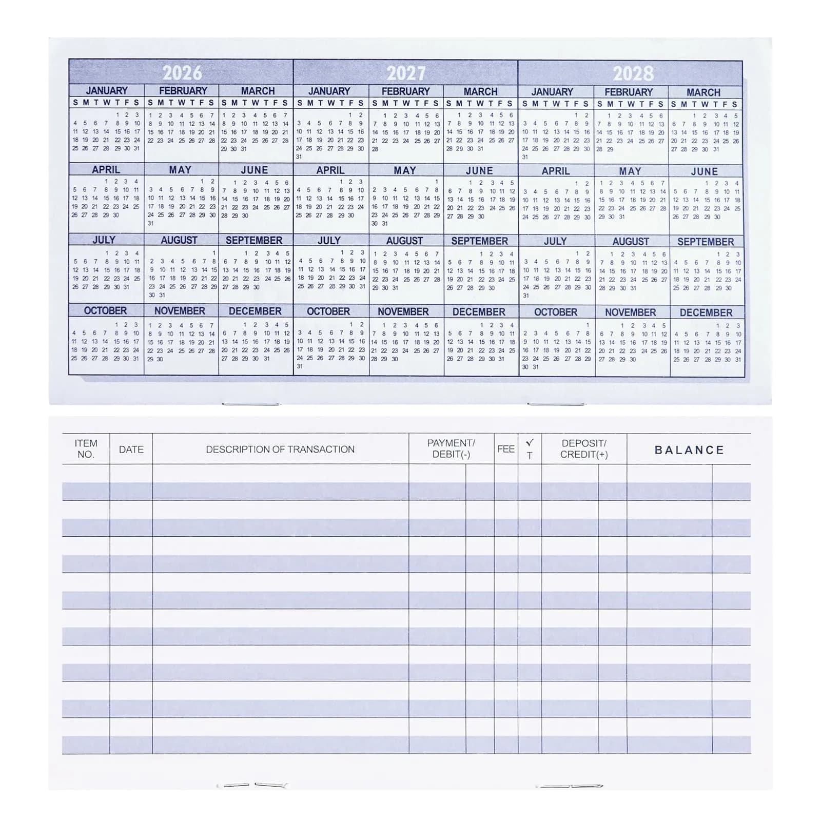 CASMONAL 20 Pack Checkbook Register | 15.2cm x 7.6cm (6x3 inches) | USA Import — Mainstream Register