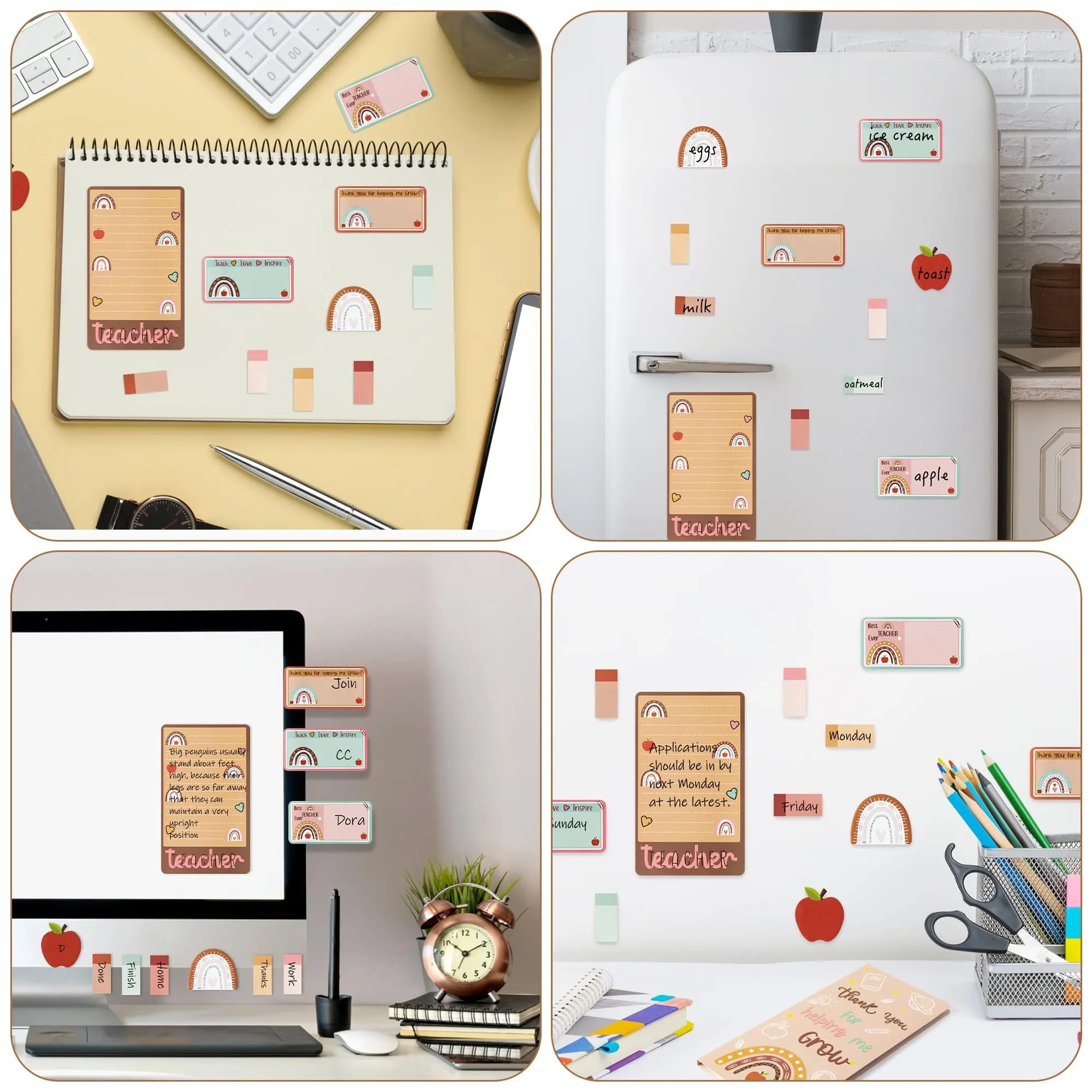 Xqumoi Boho Teacher Sticky Notes Set (550 Sheets, Brown) | Thank You for Helping Me Grow Design - view 6