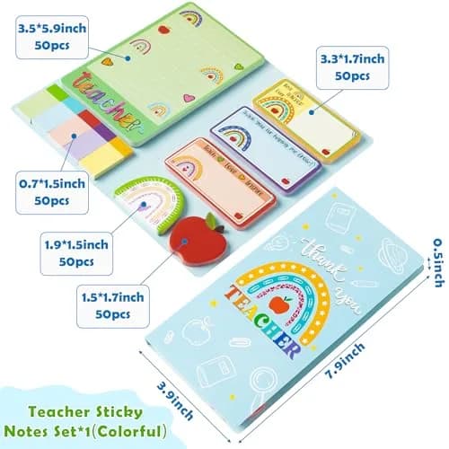 Xqumoi Boho Rainbow Teacher Sticky Notes Set, 550 Sheets | Cute Design for Appreciation Gifts thumbnail 2
