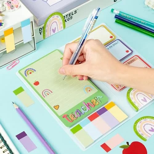Xqumoi Boho Rainbow Teacher Sticky Notes Set, 550 Sheets | Cute Design for Appreciation Gifts thumbnail 3