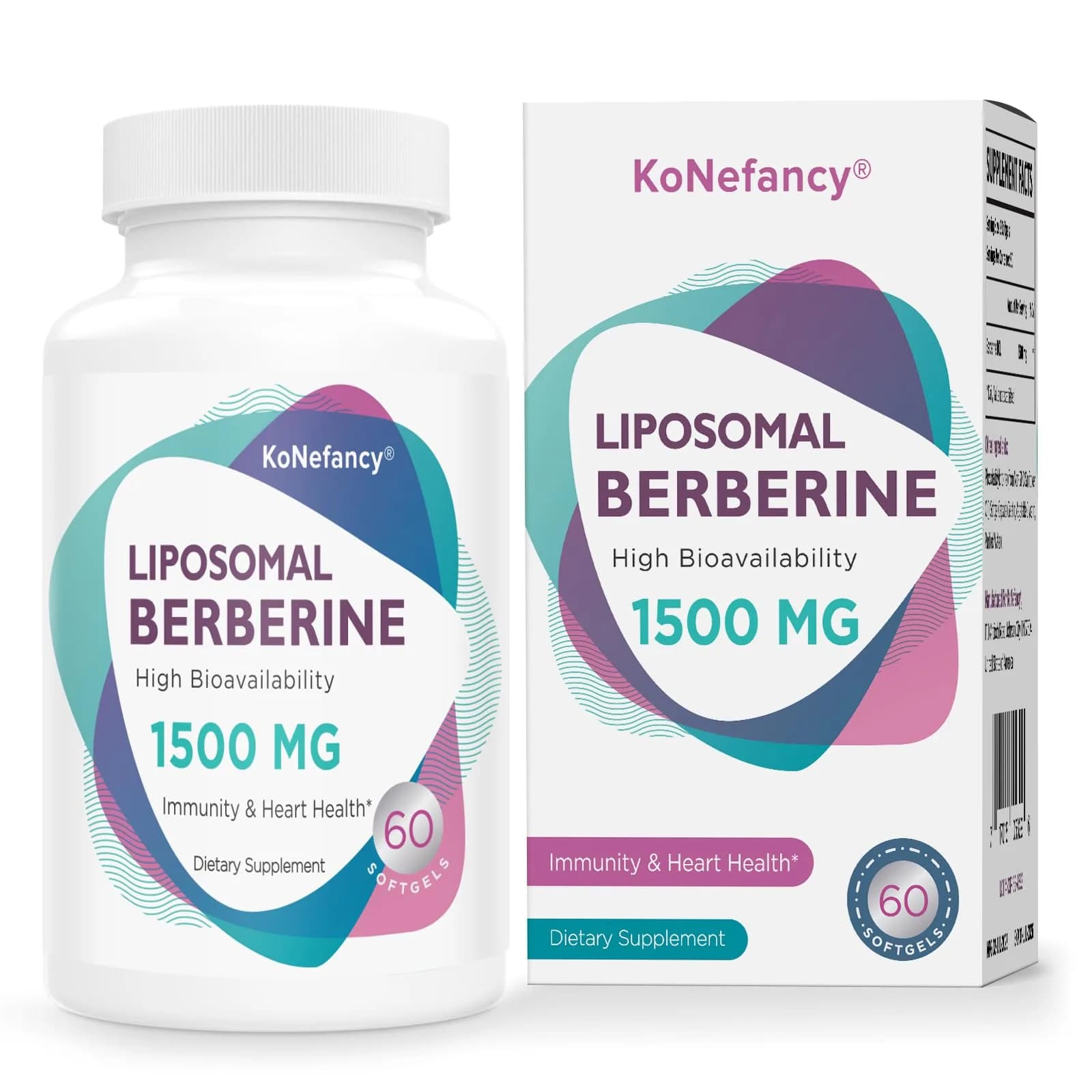 KoNefancy Liposomal Berberine Supplement 1500mg | Third Party Tested, 60 Softgels for Heart & Metabolic Support — Multi