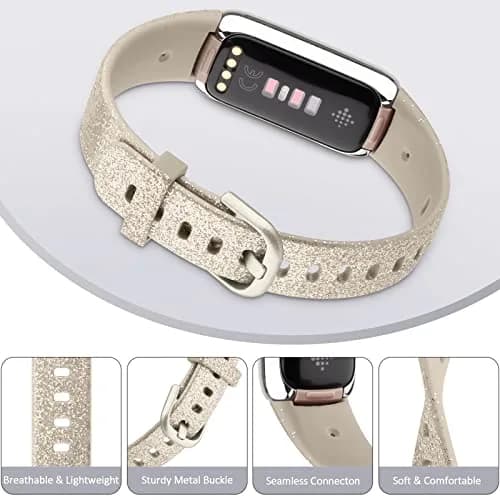 AK Sport Band Compatible with Fitbit Luxe, Large Glistening Champagne Gold | Silicone Replacement Strap thumbnail 4