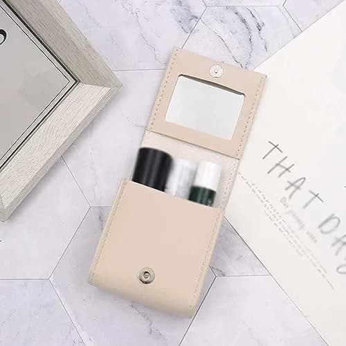 Teensery Leather Lipstick Case Portable Lip Gloss Bag Lip Balm Holder Case with Mirror for Women Ladies, 1 Piece | Compact & Durable PU Leather thumbnail 3