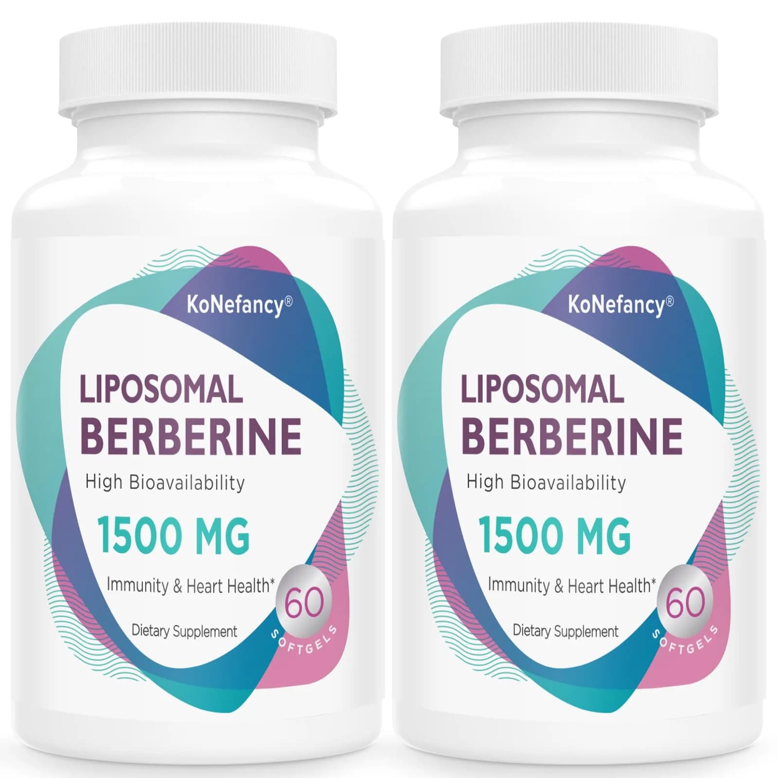 KoNefancy Liposomal Berberine Supplement 1500mg | Third Party Tested, 2 Pack for Enhanced Absorption — White