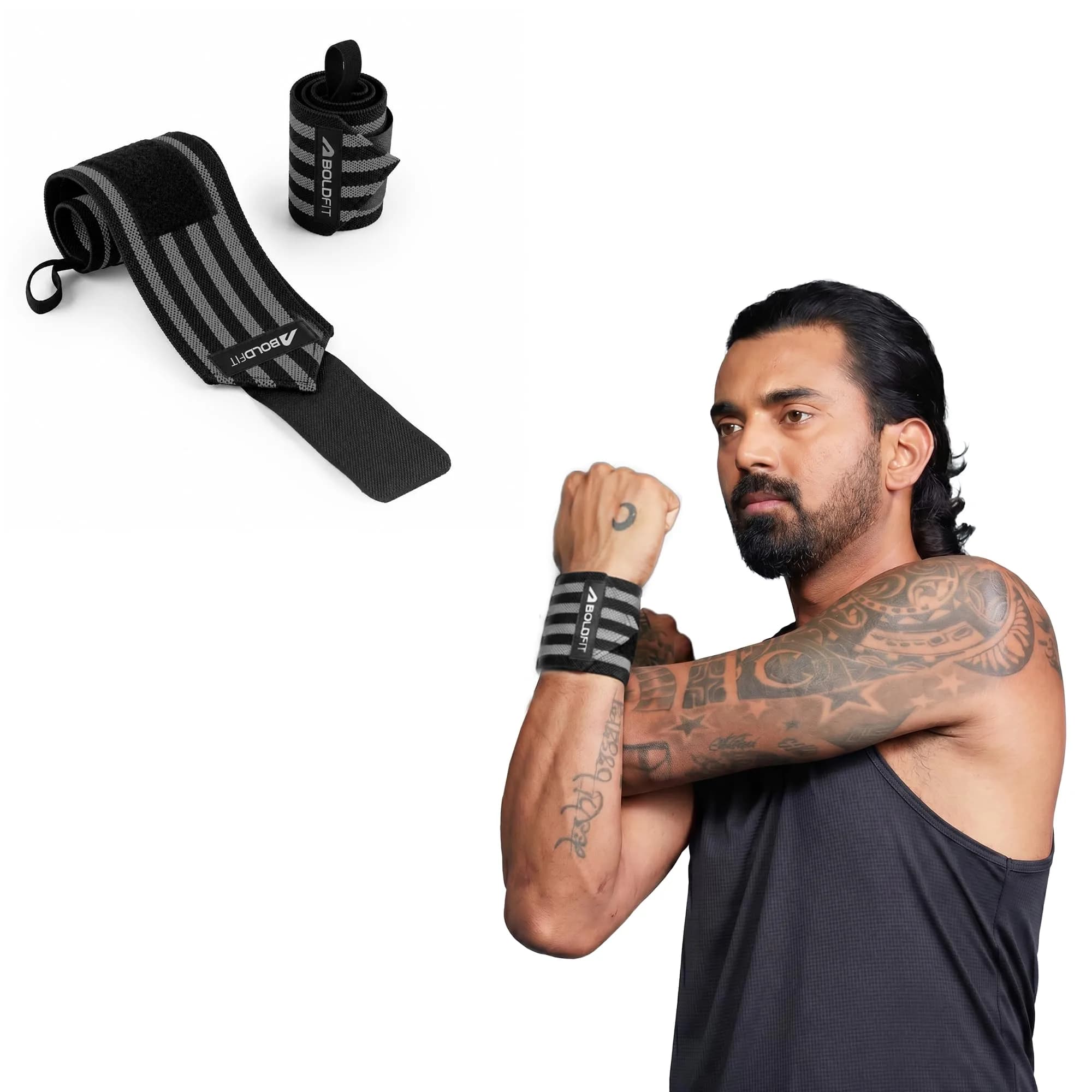 Boldfit Nylon Wrist Support for Men Women with Thumb Straps | Gym & Weightlifting Accessory