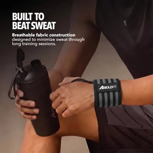 Boldfit Nylon Wrist Support for Men Women with Thumb Straps | Gym & Weightlifting Accessory thumbnail 2