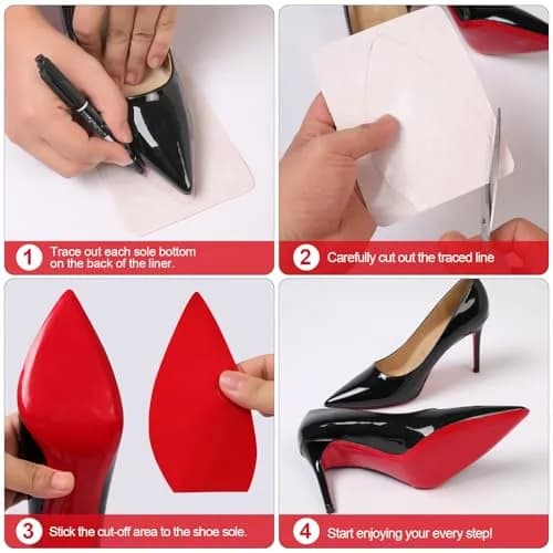 Ashoesert Red Bottom Shoe Sole Protector 15.2cm x 11.4cm (6"x4.5") | Non-Slip Traction for Christian Louboutin Heels thumbnail 6