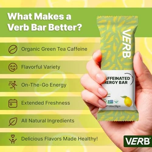 Verb Caffeinated Energy Bars Lemon 26g | Long-Lasting Focus & Refreshing Flavor thumbnail 6
