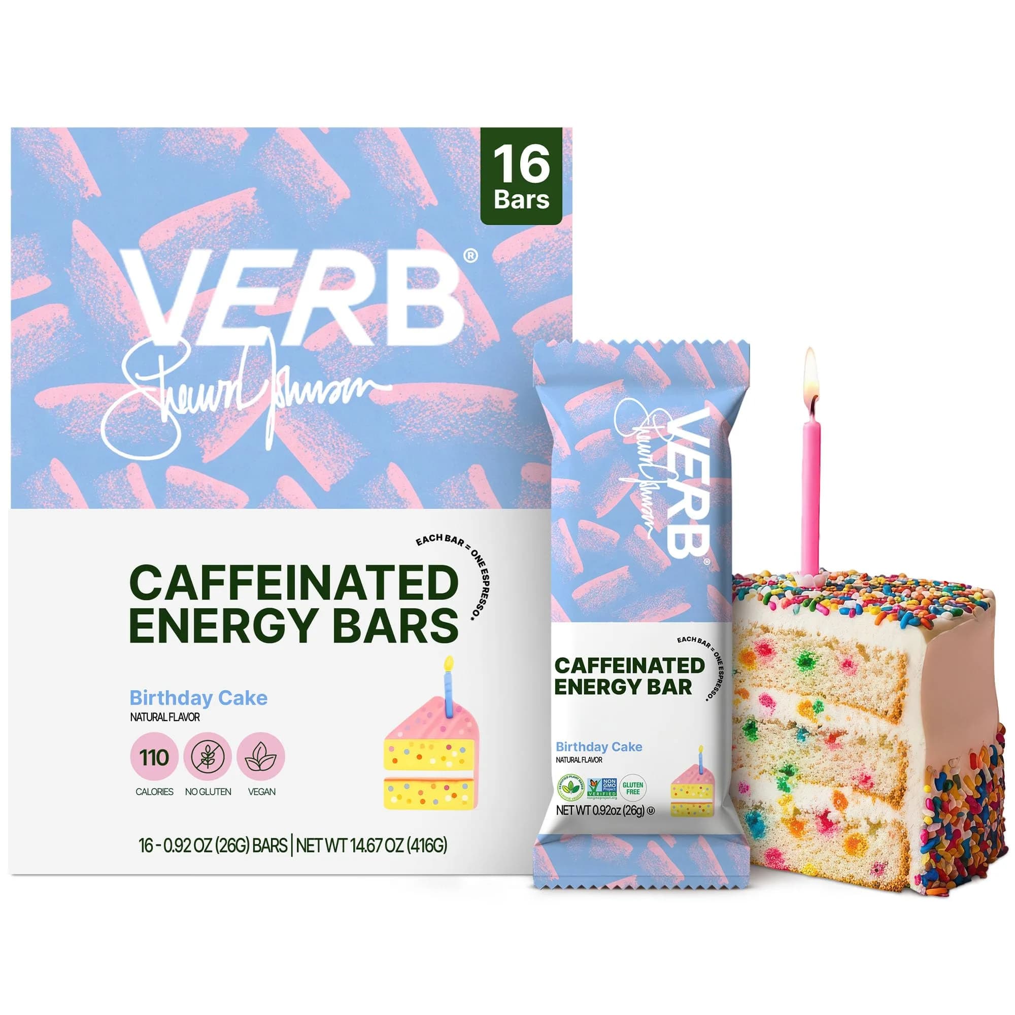 Verb Caffeinated Energy Bars Lemon 26g | Long-Lasting Focus & Refreshing Flavor — Brown