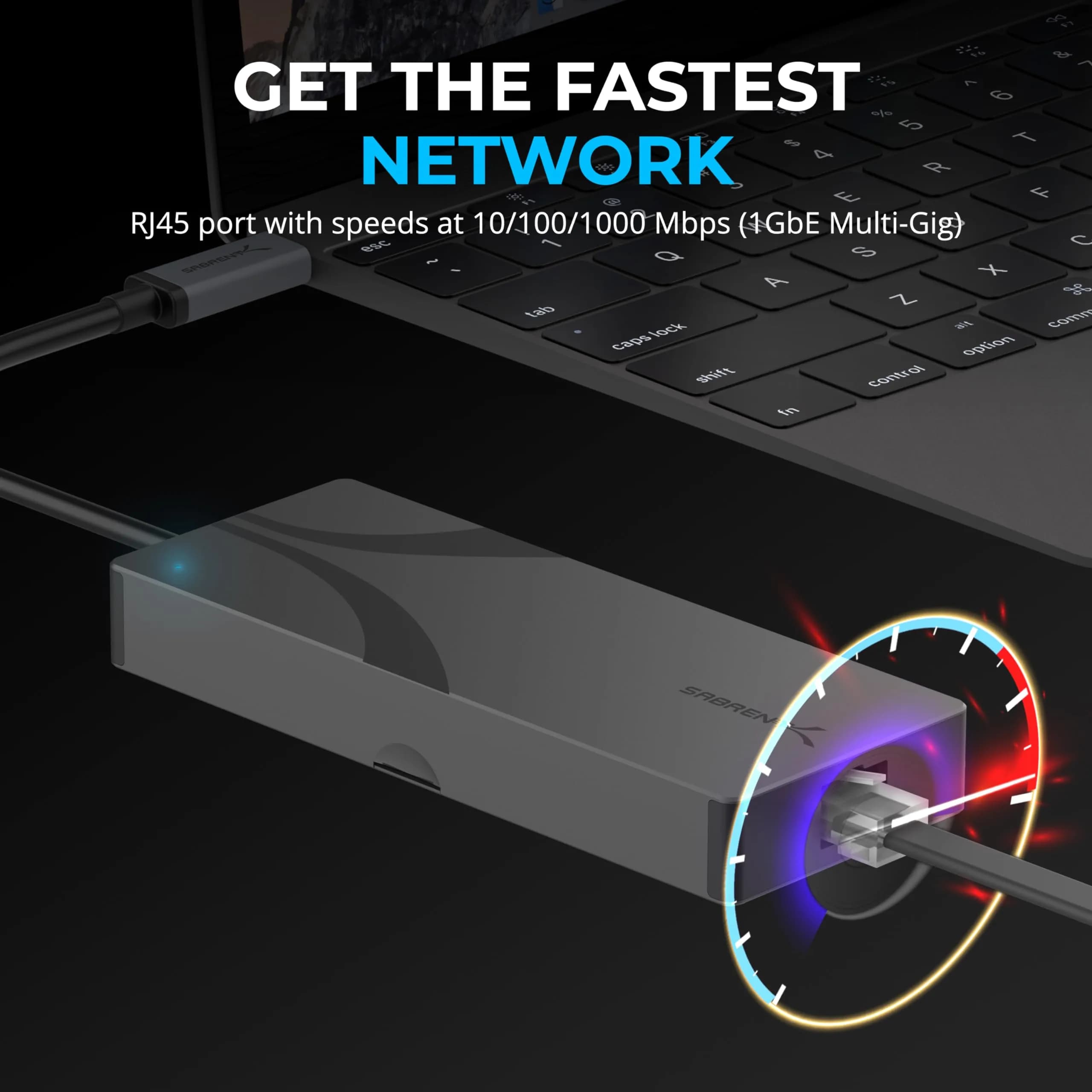 Sabrent USB-C 6-Port Hub & M.2 SSD Dock 136g (4.8oz) | 4K@60Hz HDMI, 90W PD, 10Gbps USB-C, 5Gbps USB-A, Gigabit Ethernet, M.2 NVMe/SATA SSD Slot - view 5