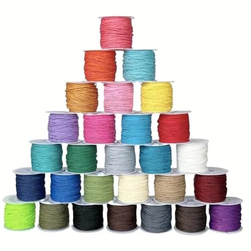 Phinicco 30 Colors 1mm Waxed Polyester Cord Bracelet Cord 685m (2250 ft) | Durable & Waterproof for Jewelry Making thumbnail 1