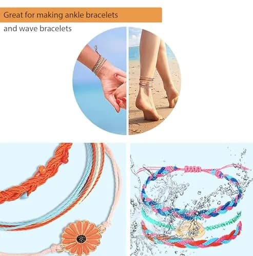 Phinicco 30 Colors 1mm Waxed Polyester Cord Bracelet Cord 685m (2250 ft) | Durable & Waterproof for Jewelry Making thumbnail 2