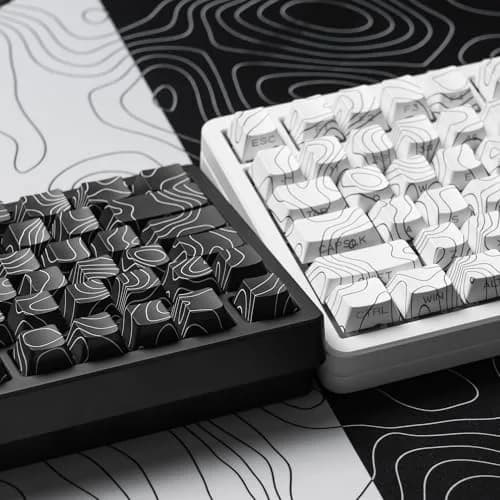 dagaladoo Black Topographic PBT Keycaps Set | Double Shot Shine Through Cherry Profile for MX Switches (130 Keys) thumbnail 5