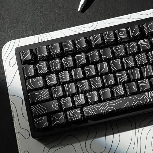 dagaladoo Black Topographic PBT Keycaps Set | Double Shot Shine Through Cherry Profile for MX Switches (130 Keys) thumbnail 1