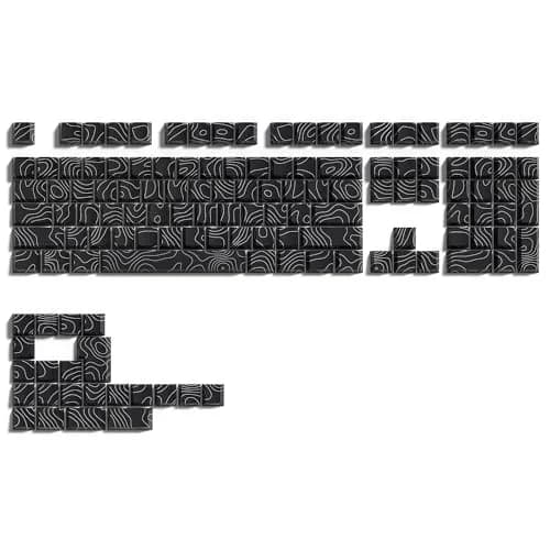 dagaladoo Black Topographic PBT Keycaps Set | Double Shot Shine Through Cherry Profile for MX Switches (130 Keys) thumbnail 2