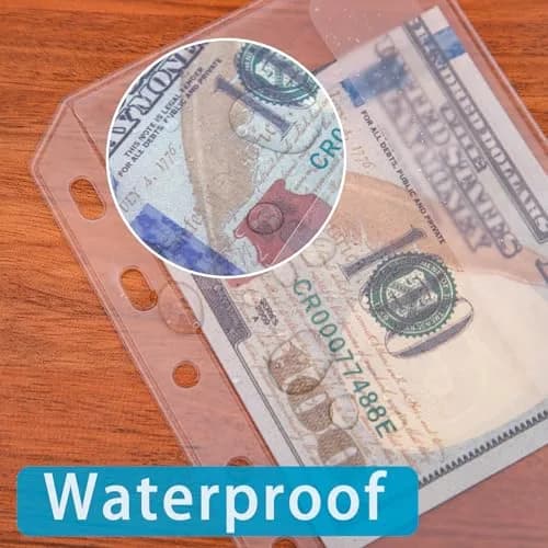 Antner A7 Binder Pockets Zipless Cash Envelopes 12-Pack | 6-Hole Punched Clear PVC Organizer thumbnail 5