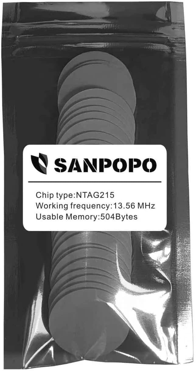 sanpopo NTAG215 NFC Cards with Adhesive, 50 Round Stickers (25mm) | Compatible with TagMo & NFC Phones - view 7
