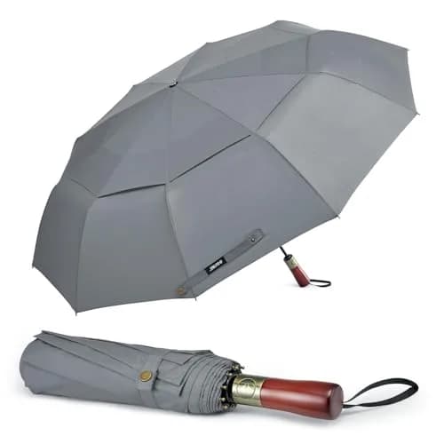 G4Free 54 Inch Large Windproof Golf Umbrella Compact Umbrellas for Rain | Automatic Open Close, Wood Handle, 124cm (48.8 Inch) Canopy thumbnail 1