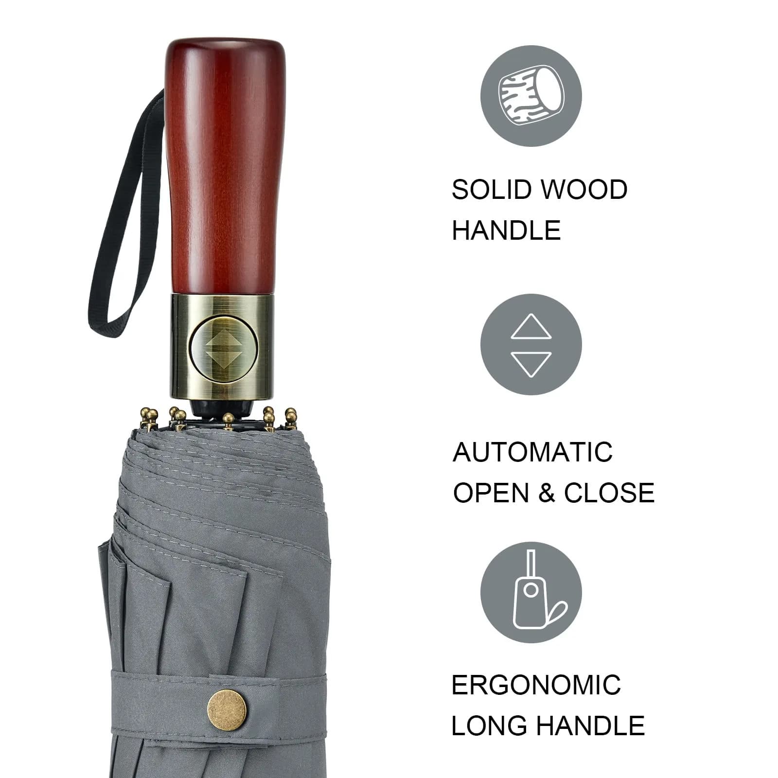 G4Free 54 Inch Large Windproof Golf Umbrella Compact Umbrellas for Rain | Automatic Open Close, Wood Handle, 124cm (48.8 Inch) Canopy - view 3