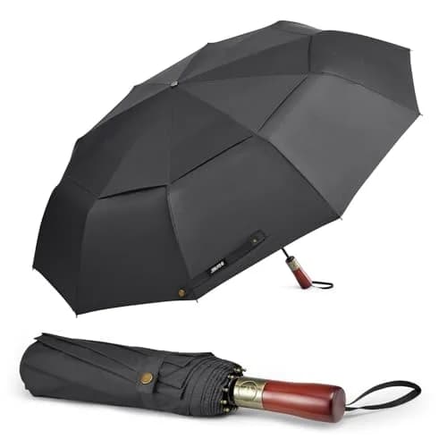 G4Free 54 Inch Large Windproof Golf Umbrella Compact Umbrellas for Rain | Automatic Open Close, Wood Handle, 2-Person Coverage thumbnail 1