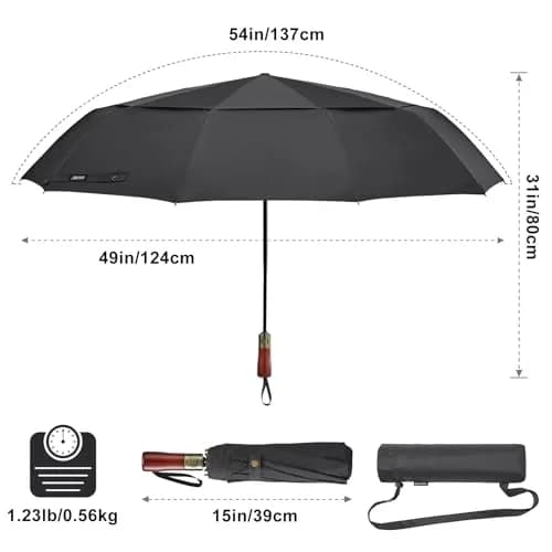 G4Free 54 Inch Large Windproof Golf Umbrella Compact Umbrellas for Rain | Automatic Open Close, Wood Handle, 2-Person Coverage thumbnail 4