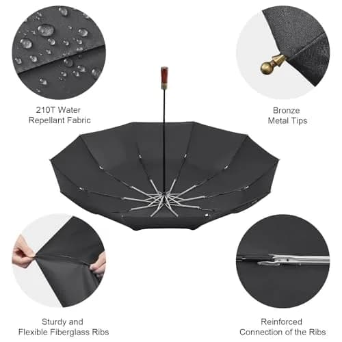 G4Free 54 Inch Large Windproof Golf Umbrella Compact Umbrellas for Rain | Automatic Open Close, Wood Handle, 2-Person Coverage thumbnail 5