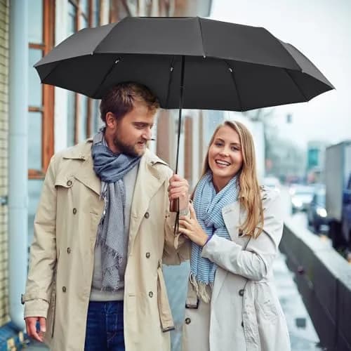 G4Free 54 Inch Large Windproof Golf Umbrella Compact Umbrellas for Rain | Automatic Open Close, Wood Handle, 2-Person Coverage thumbnail 7