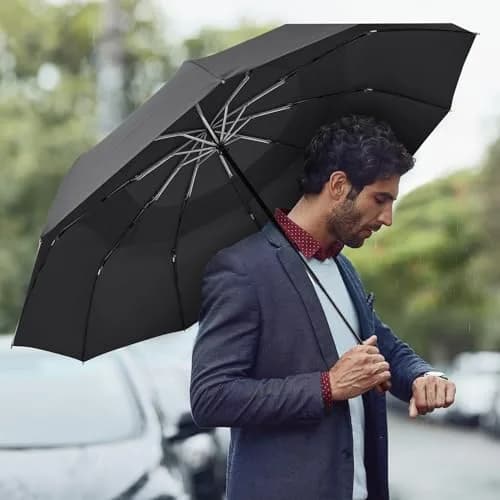 G4Free 54 Inch Large Windproof Golf Umbrella Compact Umbrellas for Rain | Automatic Open Close, Wood Handle, 2-Person Coverage thumbnail 8