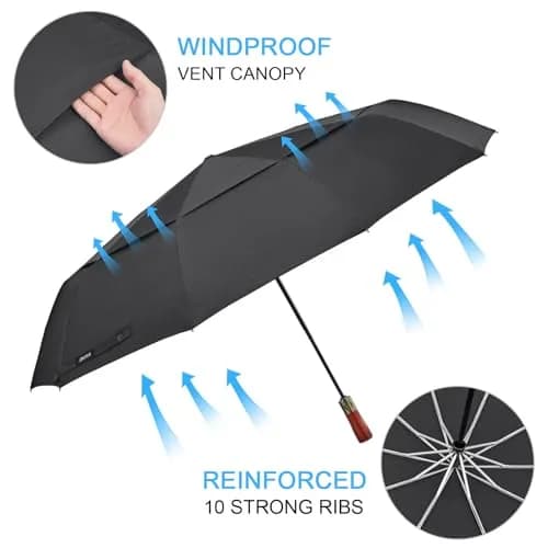 G4Free 54 Inch Large Windproof Golf Umbrella Compact Umbrellas for Rain | Automatic Open Close, Wood Handle, 2-Person Coverage thumbnail 2