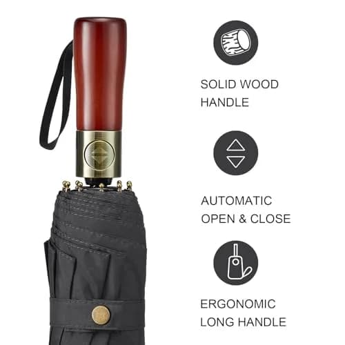 G4Free 54 Inch Large Windproof Golf Umbrella Compact Umbrellas for Rain | Automatic Open Close, Wood Handle, 2-Person Coverage thumbnail 3
