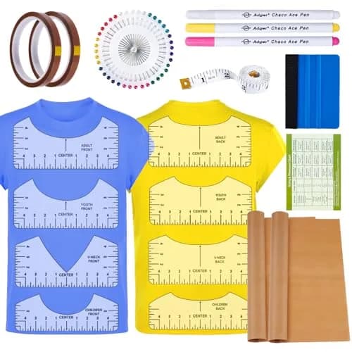 tietoc 18Pcs Sublimation Accessories Kit with Tshirt Alignment Rulers, Teflon Sheets, Heat Tape & Soft Measuring Tape | Value Pack for Heat Press thumbnail 1