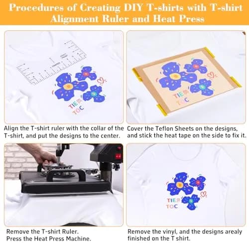 tietoc 18Pcs Sublimation Accessories Kit with Tshirt Alignment Rulers, Teflon Sheets, Heat Tape & Soft Measuring Tape | Value Pack for Heat Press thumbnail 5