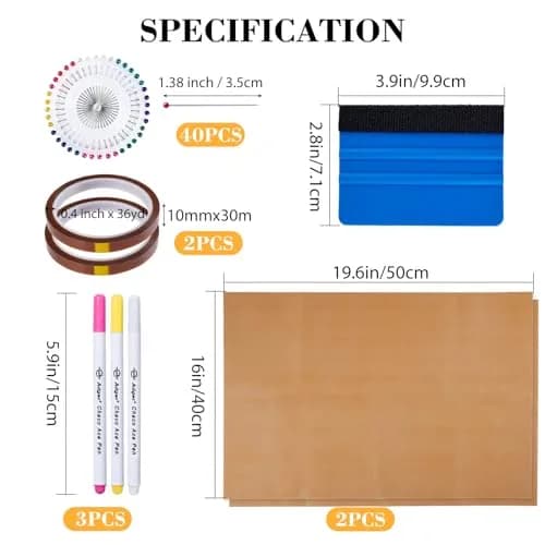 tietoc 18Pcs Sublimation Accessories Kit with Tshirt Alignment Rulers, Teflon Sheets, Heat Tape & Soft Measuring Tape | Value Pack for Heat Press thumbnail 2