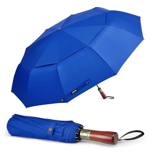 G4Free 54 Inch Large Golf Umbrella Compact for Rain & Sun | Windproof Double Canopy, Automatic Open Close, Wood Handle thumbnail 1