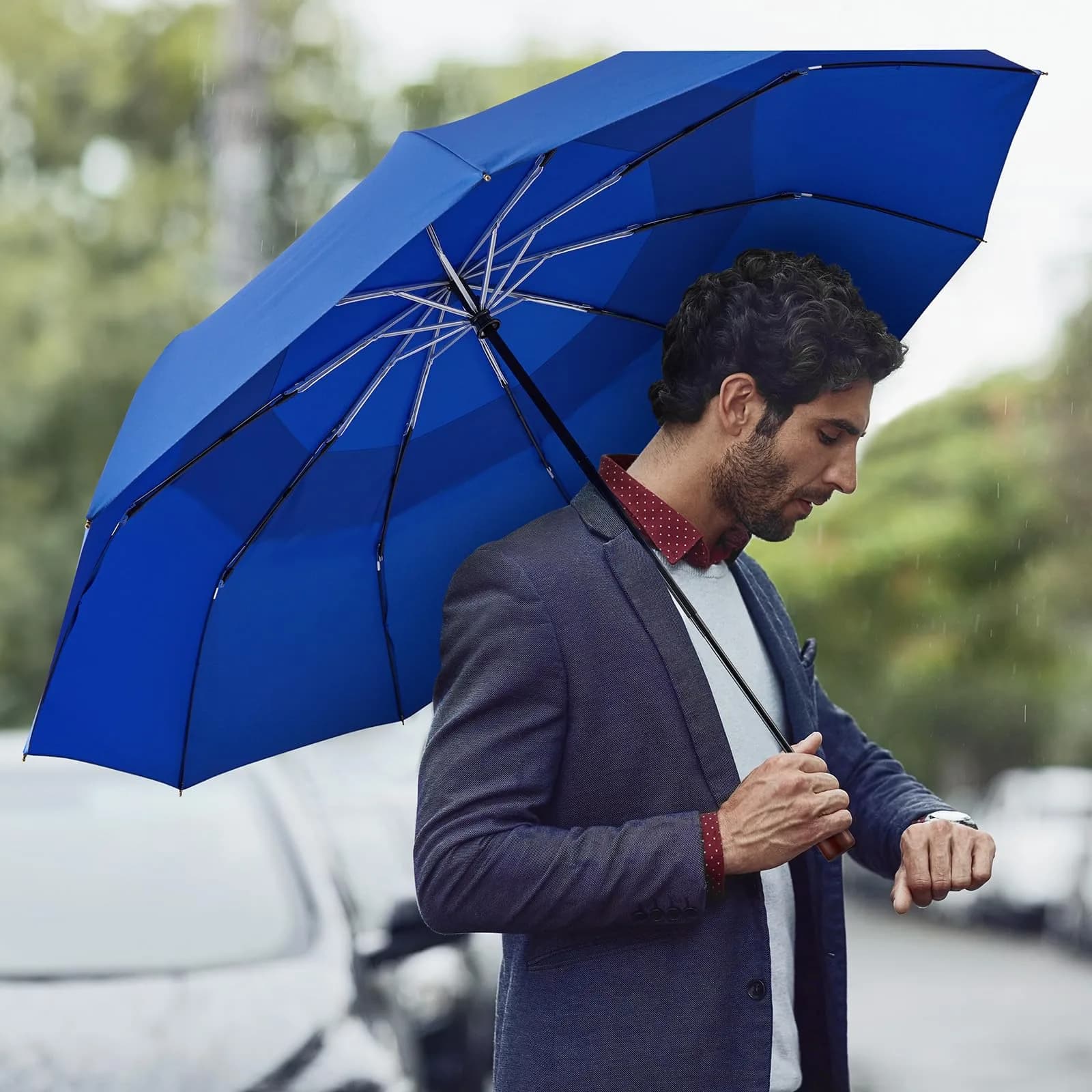 G4Free 54 Inch Large Golf Umbrella Compact for Rain & Sun | Windproof Double Canopy, Automatic Open Close, Wood Handle - view 8
