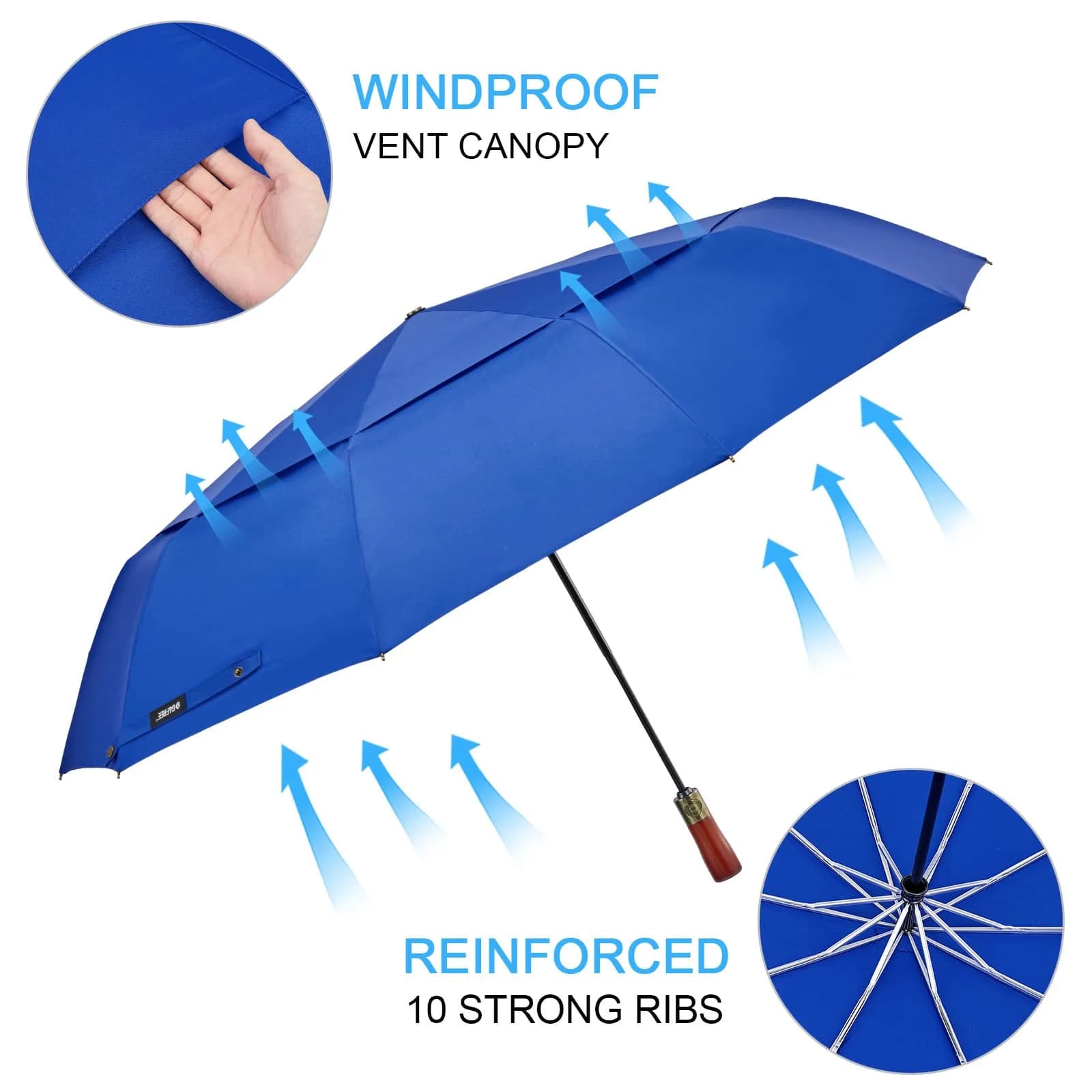 G4Free 54 Inch Large Golf Umbrella Compact for Rain & Sun | Windproof Double Canopy, Automatic Open Close, Wood Handle - view 2