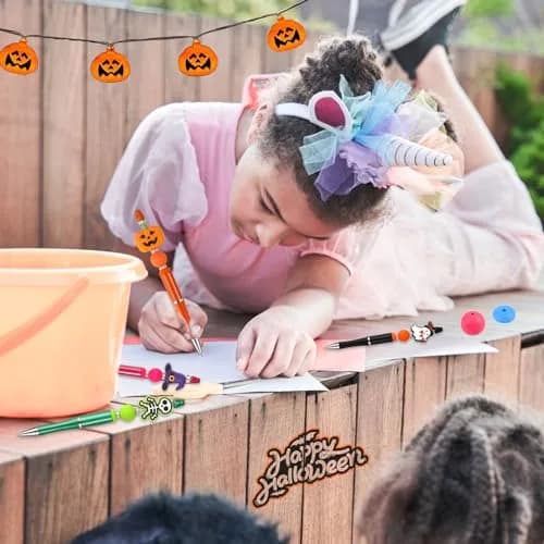CZWZ Halloween Beadable Pens Set with Silicone Beads & Tassels, 8 Count, Black/Green/Purple/Orange thumbnail 7