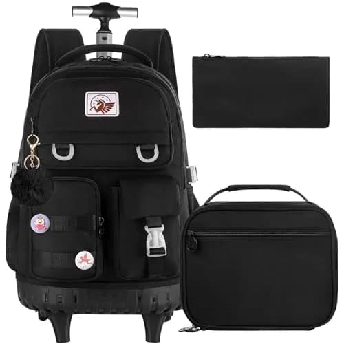 WZLVO 3PCS Rolling Backpack for Girls & Women | Durable Water-Resistant School & Travel Bag (19" High) thumbnail 1