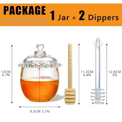KANPURA 6oz Glass Honey Pot with 2 Dippers | No Drip Honey Dispenser for Kitchen & Gift thumbnail 4