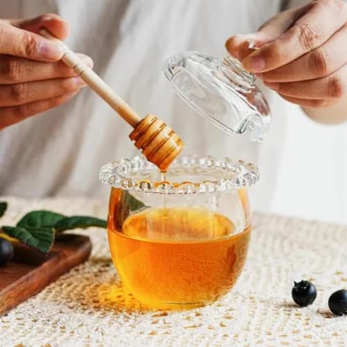 KANPURA 6oz Glass Honey Pot with 2 Dippers | No Drip Honey Dispenser for Kitchen & Gift thumbnail 3