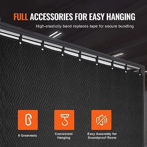 VEVOR Sound Dampening Blanket 244 x 203 cm (96" x 80") | Acoustic Noise Blocking for Studio & Moving thumbnail 5