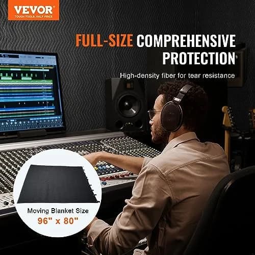VEVOR Sound Dampening Blanket 244 x 203 cm (96" x 80") | Acoustic Noise Blocking for Studio & Moving thumbnail 2