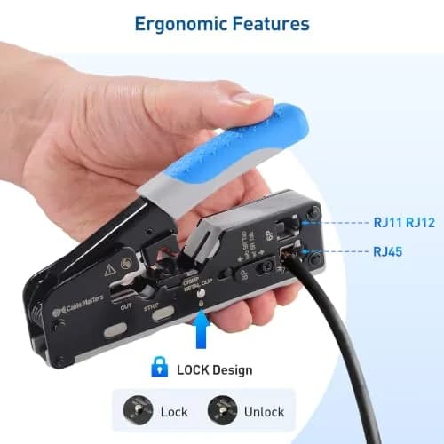Cable Matters All-In-One Modular Ethernet Crimping Tool Cat 8 | Creates Professional Network Cables thumbnail 5